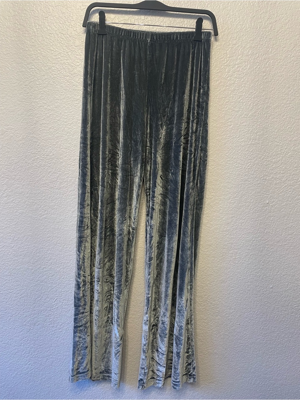 Bryn Walker Silver Grey Italian Velvet High Waisted Wide Leg Palazzo Pants Sz S